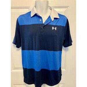 Men’s Under Armour Polo Shirt‎ Size Medium Blue Colorblock The Playoff Golf